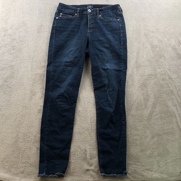Chaps Women Jeans Size 6/28 Mid Rise Skinny Frayed Hem Blue Denim Classic Casual - Picture 16 of 16